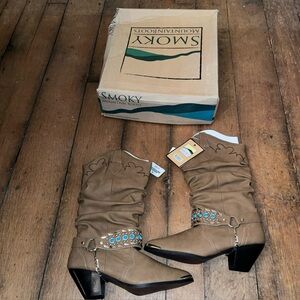 Women’s Smoky Mountain Cowboy Boots Sz 8.5 M Brown Turquoise Bejeweled NEW
